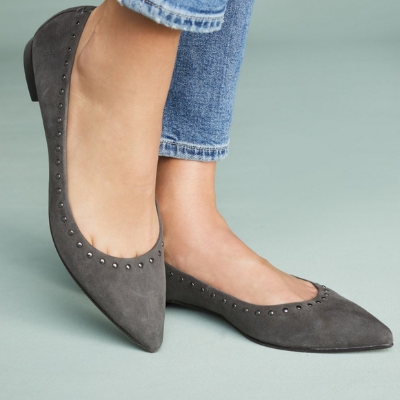 Frye Shoes - FRYE Sienna Studded Ballet Flats Suede Gray